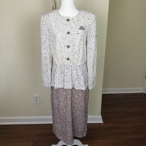 Vintage Cream and Brown Business Dress by Jennifer Gee